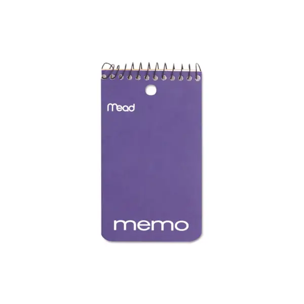 Mead Memo Book College Ruled 3 x 5 Wirebound Punched 60 Sheets Assorted 45354