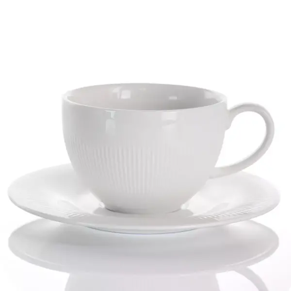 8oz 12pc Porcelain Cafe Cup and Saucer Set White - Elama