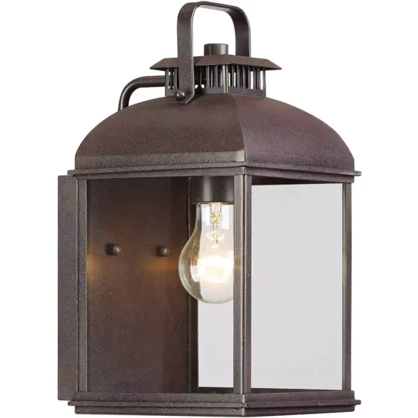 John Timberland Rustic Outdoor Wall Light Fixture Rust 16 1/2" Clear Glass Lantern for Exterior House Porch Patio Deck