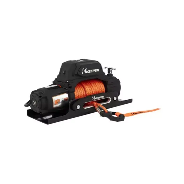 Keeper KX95132 Extreme Series 12 Volt 9500 Pound Capacity Electric Winch for Mid to Full Size Vehicles with 85 Foot Sythetic Rope Cable, Black