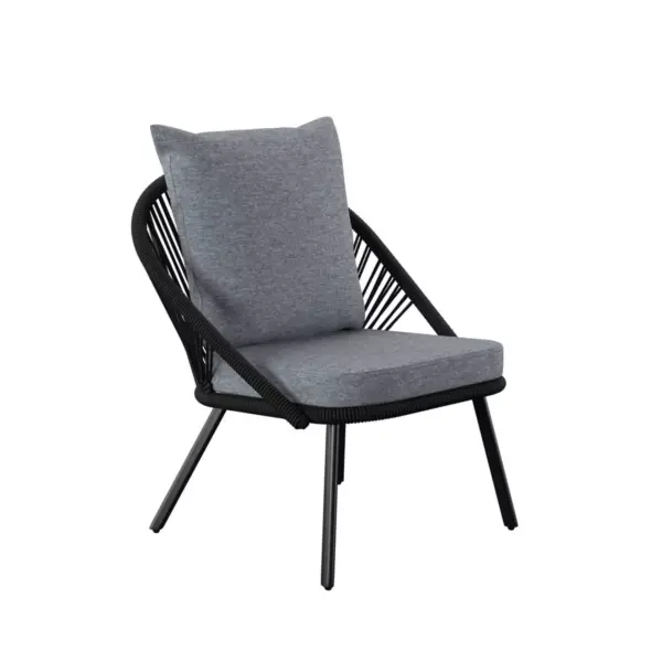 Kneton 3pc Outdoor Seating Set - Black/Gray - Aiden Lane