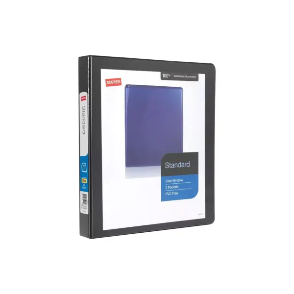 Staples Standard 1" 3-Ring View Binders Black 12/Carton (26431CT) 55395CT/26431CT