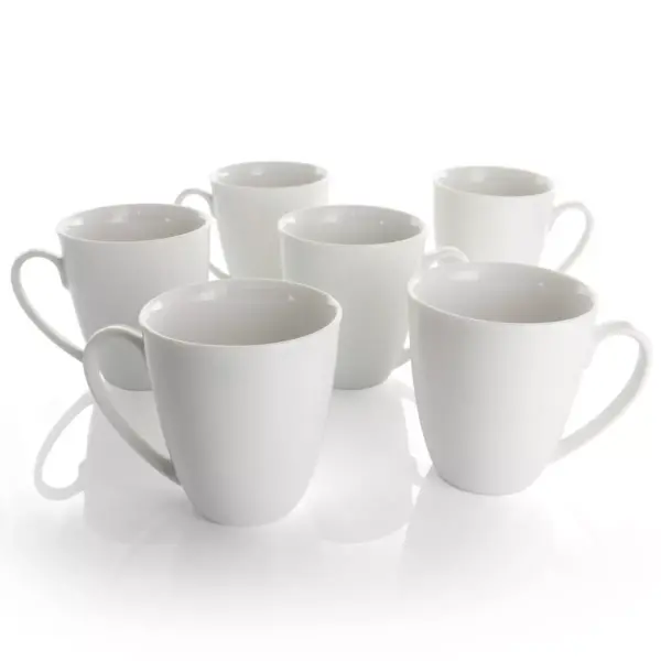 12oz 6pc Porcelain Rosales Mug Set White - Elama