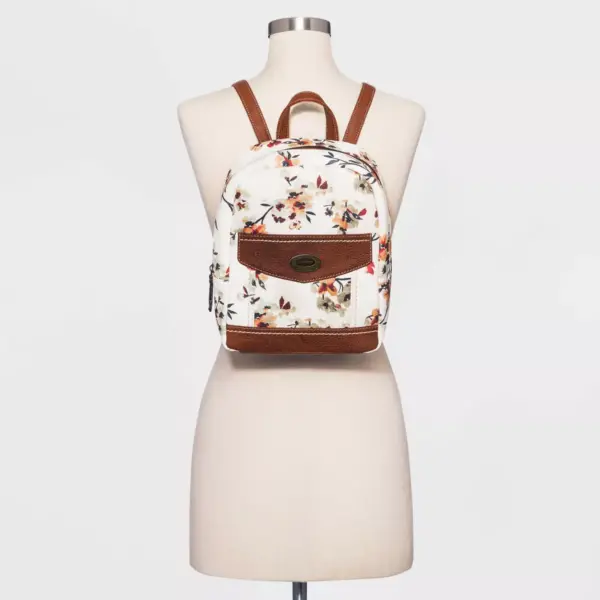 Concept Floral Print Zip Closure Backpack - White