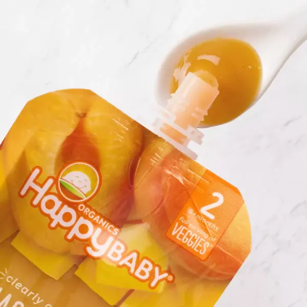 HappyBaby Clearly Crafted Squash Pears & Apricots Baby Food Pouch - 4oz