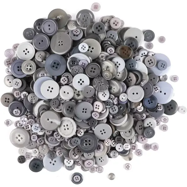 700 Pieces Round Grey Flatback Craft Resin Buttons 0.8-3cm with 4 Holes for DIY Crafts, Sewing and Scrapbooking