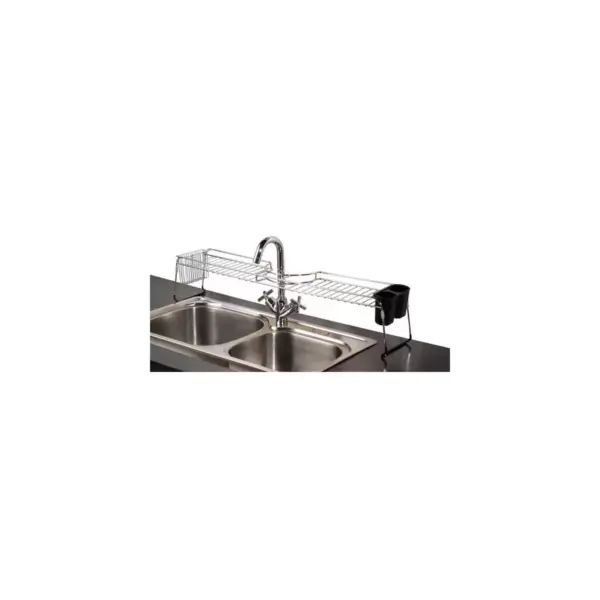 Home Basics Chrome Plated Steel  Faucet Spacer Over the Sink Shelf with Cutlery Holder