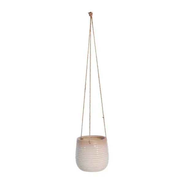 6" Hanging Ceramic Planter Beige - Sagebrook Home