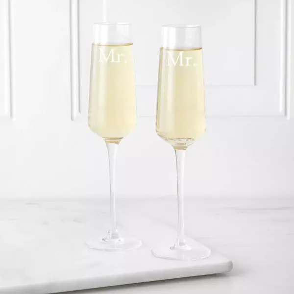 9.5oz "Mr. and Mr" Wedding Champagne Estate Glasses