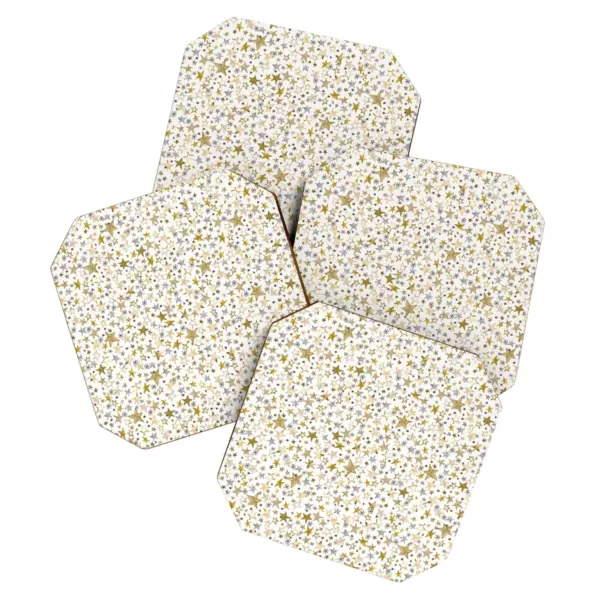 Ninola Design Winter Stars hHoliday Gold Set of 4 Coasters - Deny Designs