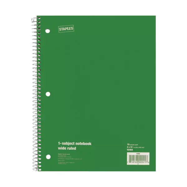 Staples 1 Subject Notebook 8" x 10-1/2" 72 pack 11667CT