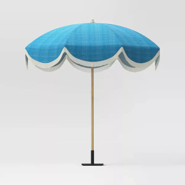 7.2' Round Fringed Patio Umbrella Teal - Opalhouse™