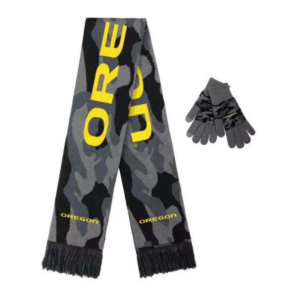 NCAA Oregon Ducks Knit Black Camo Glove & Scarf Set - 2pc