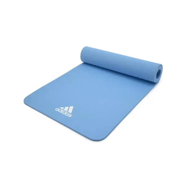 Adidas ADYG-10100GB Universal Exercise Roll Up Slip Resistant Fitness Pilates and Yoga Mat, 8mm Thick, Glow Blue