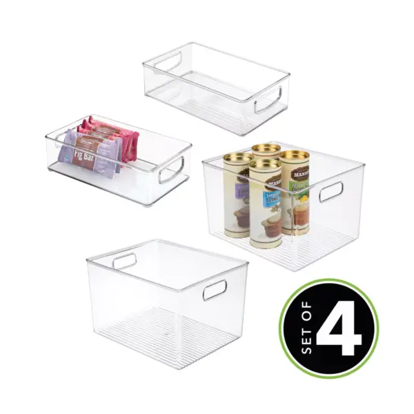 mDesign Plastic Kitchen Food Storage Organizer Bin, 4 Piece Set - Clear