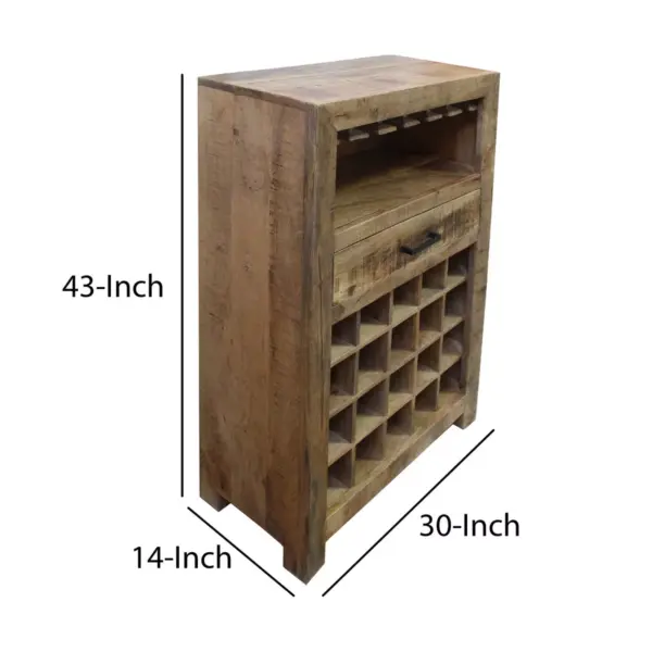 Rustic Style 1 Drawer Wooden Wine Bar Cabinet with Multiple Storage Slots Brown - The Urban Port