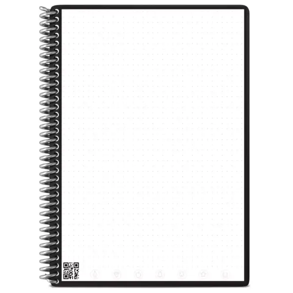 Core Smart Spiral Reusable Notebook Dot-Grid 36 Pages 6" x 8.8" Black - Rocketbook