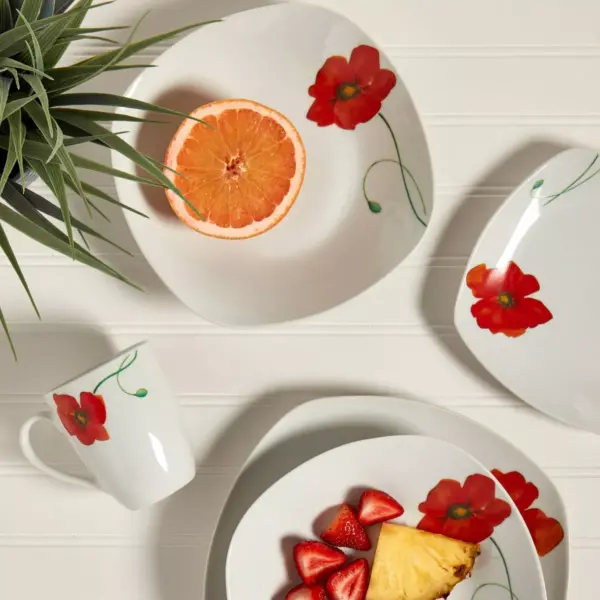 16pc Porcelain Poppy Dinnerware Set - Tabletops Gallery