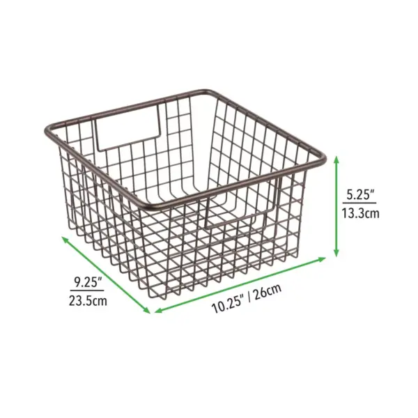 mDesign Metal Wire Home Office Storage Organizer Basket, Medium, 4 Pack - Bronze