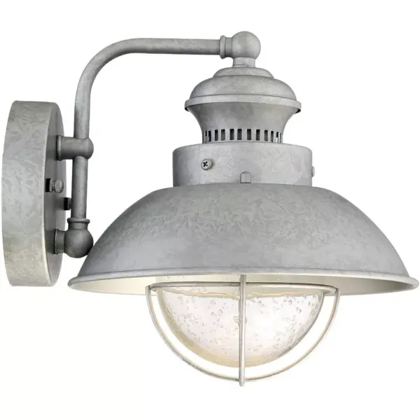 John Timberland Industrial Farmhouse Outdoor Barn Light Fixture LED Galvanized 8 1/2" Seedy Glass Exterior House Porch Patio Deck