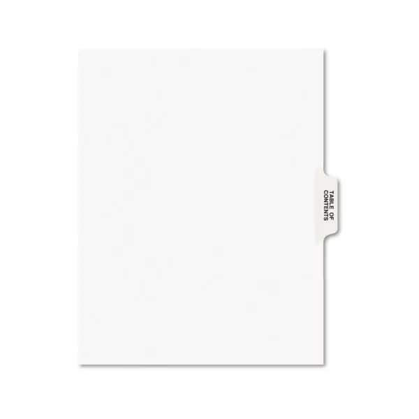 Avery-Style Legal Exhibit Tab Dividers Table of Contents White 25/Set 11910