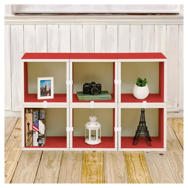 Way Basics Stackable Eco Cube Storage Cubby Organizer Red