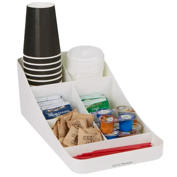 Mind Reader 7 Compartment Coffee Condiment, White