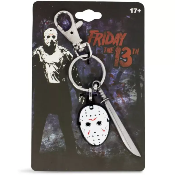 SalesOne LLC Friday The 13th Mask & Machete Sword Heavy Duty Metal Car & Backpack Keychain