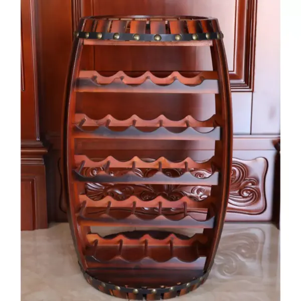 Vintiquewise Rustic Barrel Shaped Wooden Wine Rack for 23 Bottles