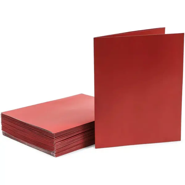 Juvale 24-Pack Red Tri-Fold Cardstock File Pocket Folders Organizers A4 Size 11.5 x 9 in