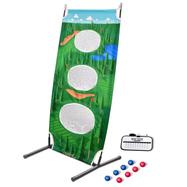 GoSports BattleChip Vertical Golf Challenge 26 x 48 Inch Outdoor Backyard Lawn Game with Vertical Target, 8 Golf Balls, and Scoreboard