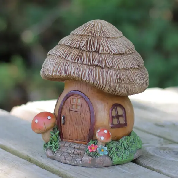 Northlight 6.25" Brown Mushroom House Outdoor Garden Statue