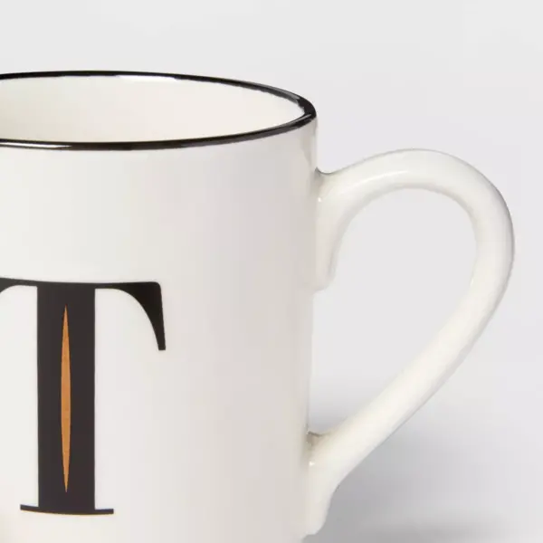 16oz Stoneware Monogram T Mug White - Threshold™