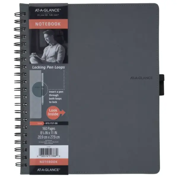 Professional Spiral Subject Notebook Wirebound - Gray - AT - A - GLANCE