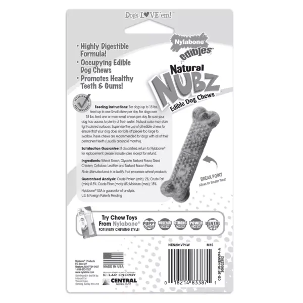 Nylabone Natural Medium Chicken Nubz Chewy Dog Treats - 4ct