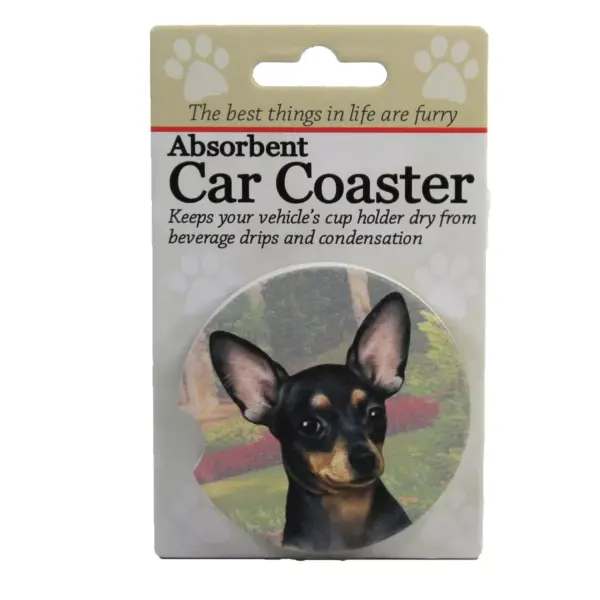 Car Coaster 2.5" Black Chihuahua Car Coaster Absorbant Pet Dog E & S Pet  -  Coasters