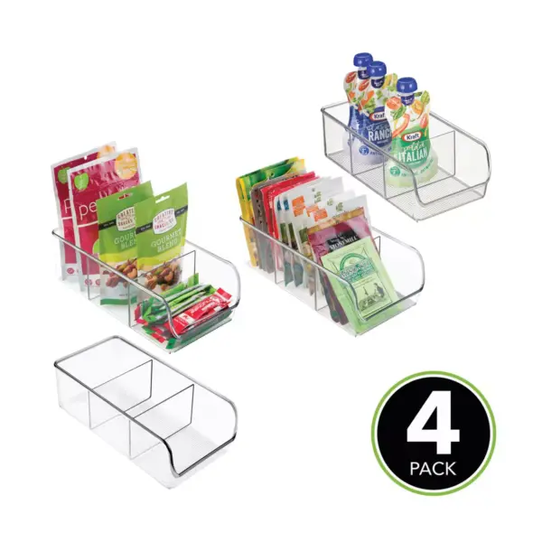 mDesign Plastic Food Packet Kitchen Storage Organizer Bin Caddy, 4 Pack - Clear