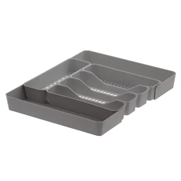 10"x13" Hexa 5-Divider Expandable Silverware Tray (Expands up to 16.75") Gray - Spectrum Diversified