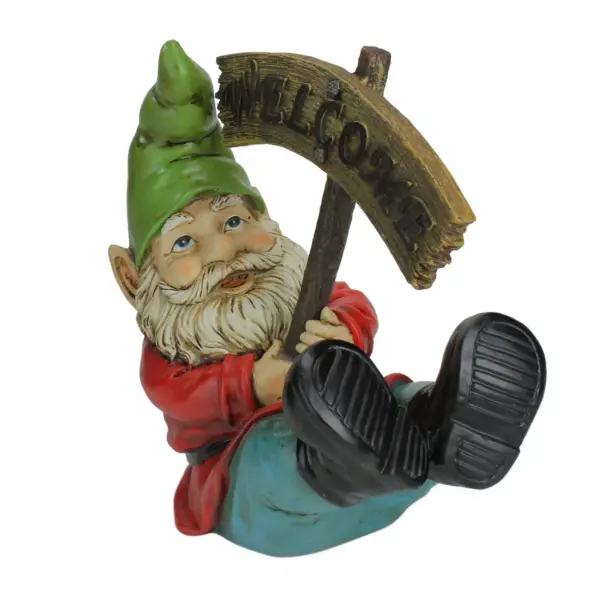 Northlight 10.5" Silly Gnome with Welcome Sign Outdoor Garden Statue