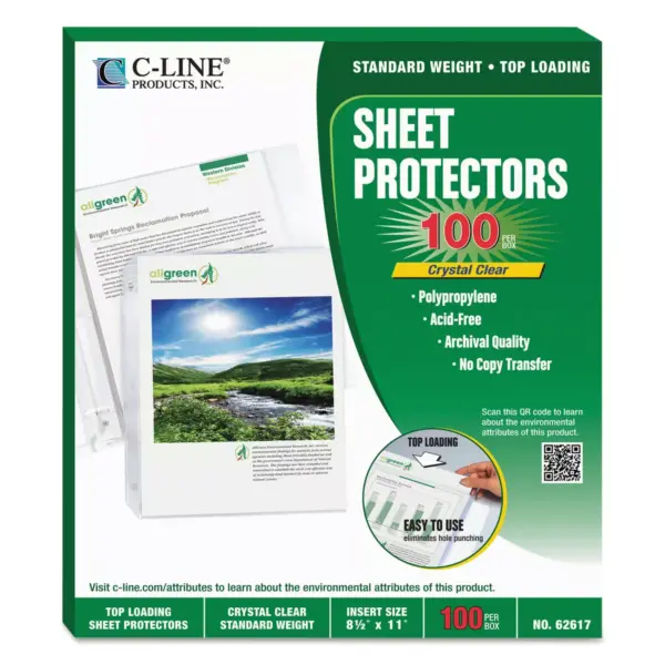 C-Line Sheet Protectors Clear Polypropylene 2" 11 x 8 1/2 100/BX 62617