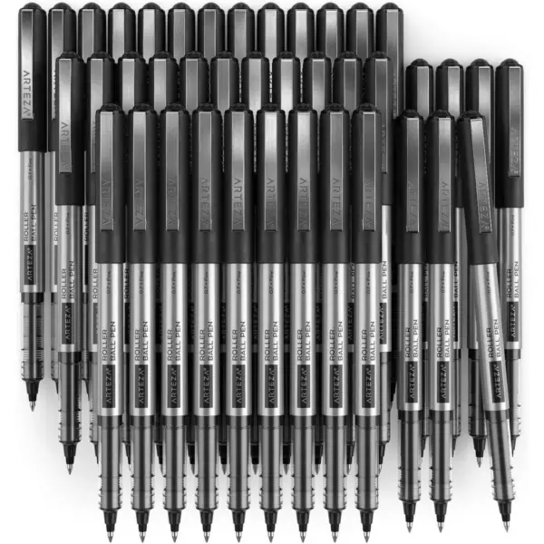 Arteza Roller Ball Pens, Black, 0.7 mm Bullet Point - Pack of 40 (ARTZ-9294)