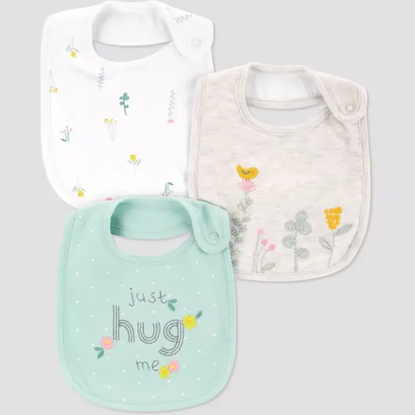 Baby Girls' 3pk Hug Bib - Just One You® made by carter's Mint One Size