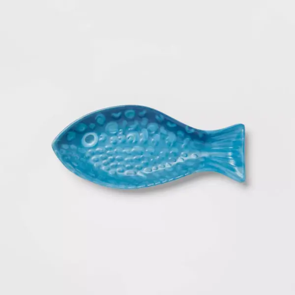 0.25oz Bamboo Melamine Fish Mini Snack Bowl Blue - Opalhouse™