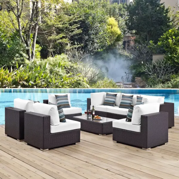 Convene 8pc Outdoor Patio Sectional Set - White - Modway