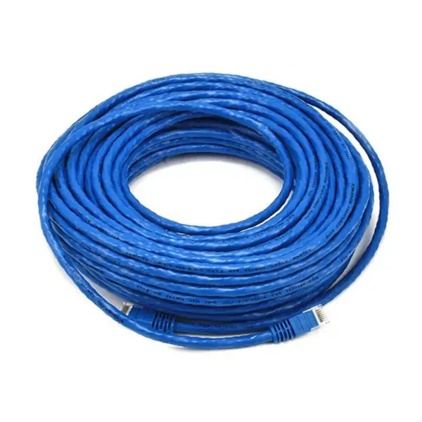 Monoprice Cat6 Ethernet Patch Cable - 75 Feet - Blue | Network Internet Cord - RJ45, Stranded, 550Mhz, UTP, Pure Bare Copper Wire, 24AWG