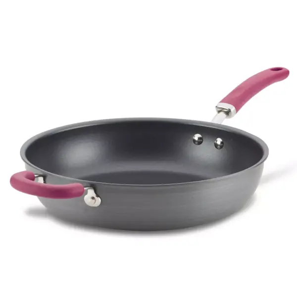 Rachael Ray Create Delicious 12.5" Hard Anodized Nonstick Deep Fry Pan Burgundy Handles