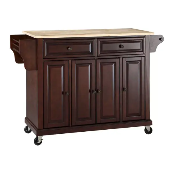 Natural Wood Top Kitchen Cart/Island - Vintage Mahogany - Crosley