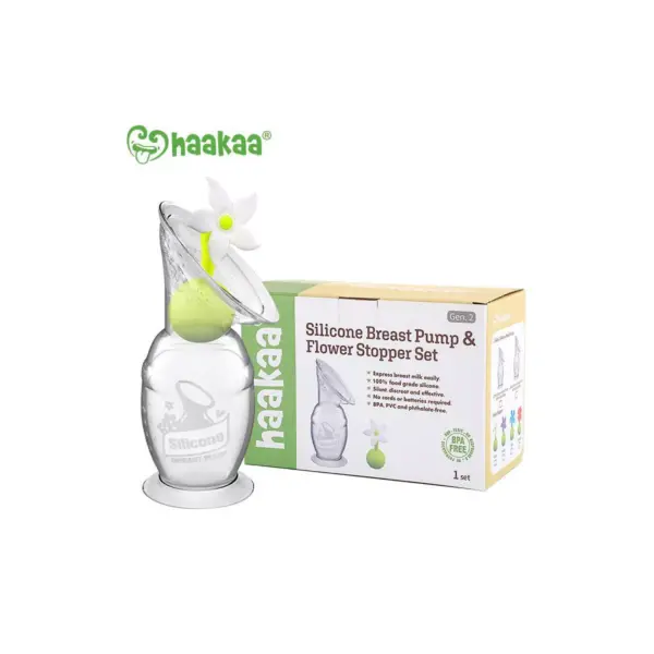 Haakaa Breast Pump with Suction Base and White Flower Stopper - 5oz