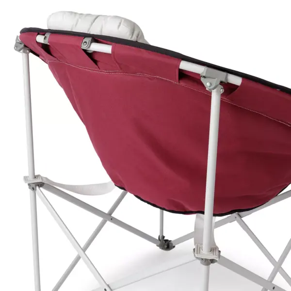 Core Equipment Oversized Padded Round Saucer Moon Outdoor Camping Folding Chair with Headrest, Wine