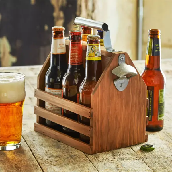 Father's Day Wooden Beer Caddy Bottle Carrier